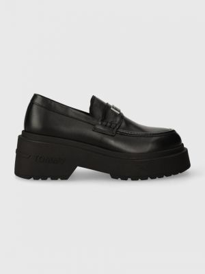 Pantofi loafer din piele cu platformă chunky Tommy Jeans negru