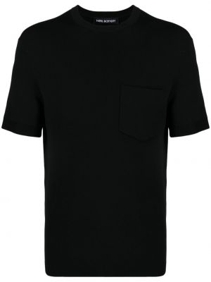 Majica z okroglim izrezom z žepi Neil Barrett črna