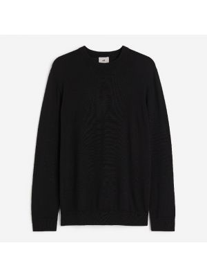 Шерстяной свитер слим из шерсти мериноса H&m черный