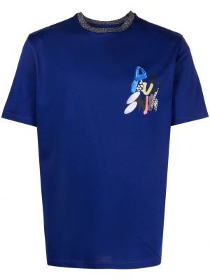 Памучна тениска с принт Paul Smith синьо