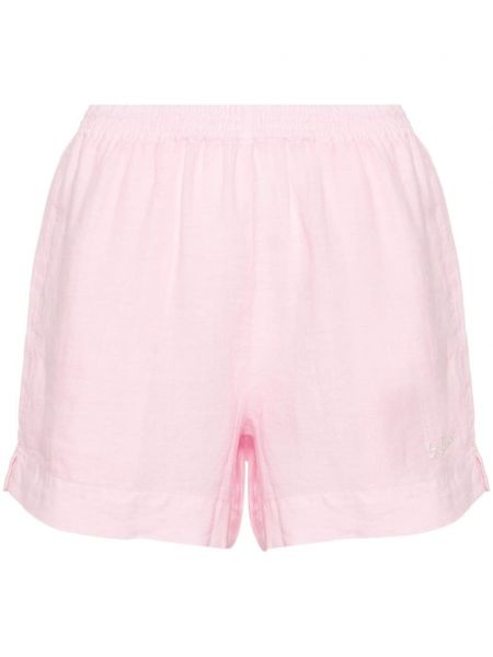 Pantaloni scurți cu broderie de in Mc2 Saint Barth roz