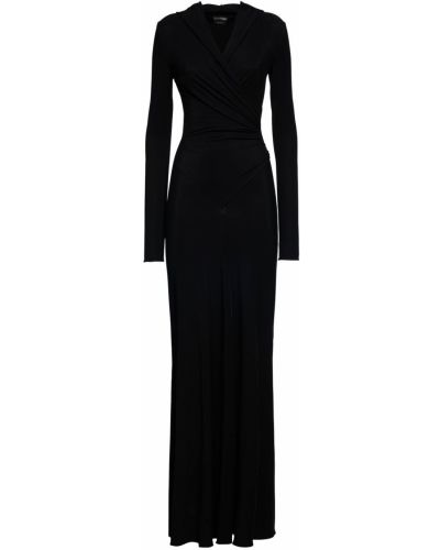 Sukienka długa z dżerseju drapowana Tom Ford czarna