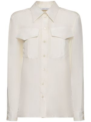 Копринена риза с джобове Alberta Ferretti бяло