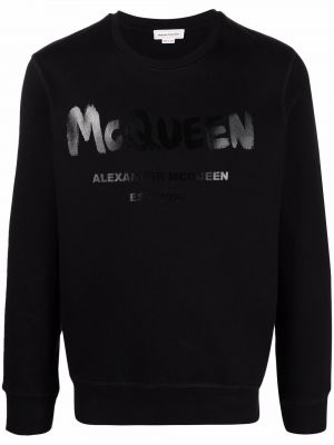 Trykt bomull t-skjorte Alexander Mcqueen svart