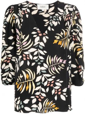 V-hals trykt floral bluse Ba&sh svart