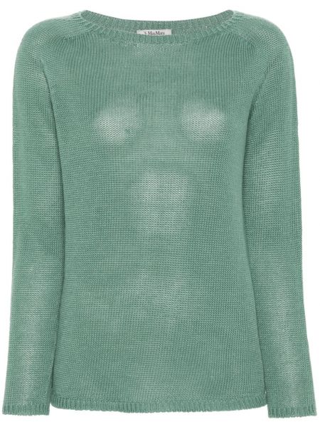Lniany sweter S Max Mara zielony
