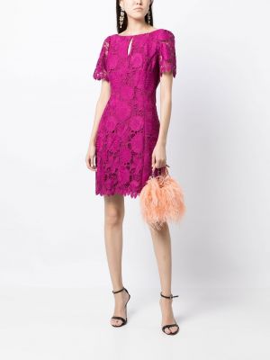Spitzen geblümtes minikleid Marchesa Notte lila