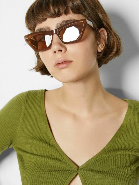 Okulary przeciwsłoneczne Bershka brązowe