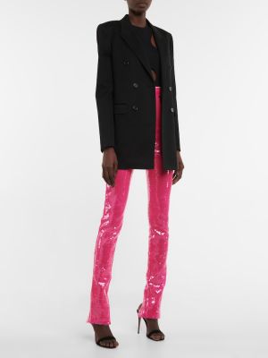 Slim fit magas derekú egyenes szárú nadrág David Koma rózsaszín