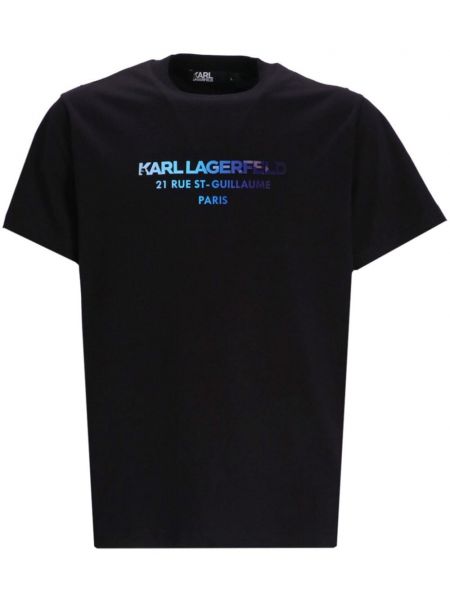 Bombažna majica s potiskom Karl Lagerfeld črna