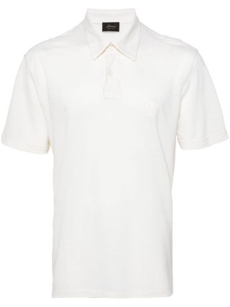 Вълнена поло тениска бродирана Brioni бяло