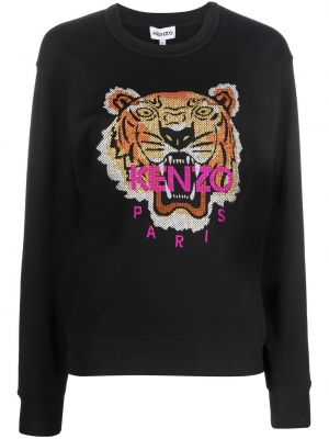 Jacquard sweatshirt mit rundem ausschnitt mit tiger streifen Kenzo schwarz