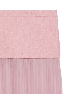 Jedwabna spódnica midi tweedowa Gucci różowa