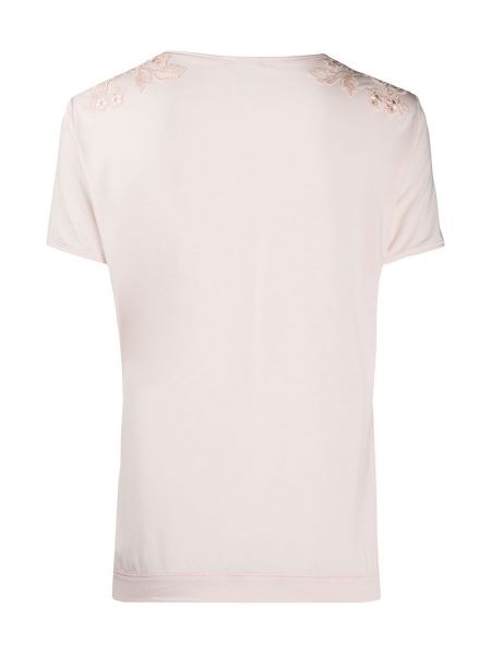 Camiseta con perlas de flores con apliques La Perla rosa