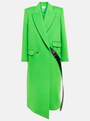 Moherowy płaszcz wełniany oversize Alexander Mcqueen zielony