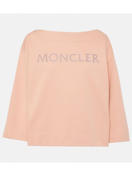 Jersey de algodón con capucha de tela jersey Moncler rosa
