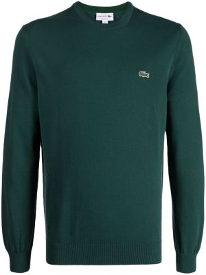 Bavlněný svetr s výšivkou Lacoste zelený