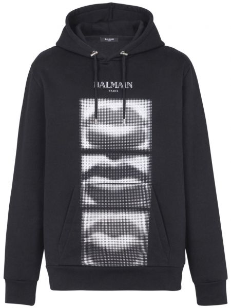 Baskılı hoodie Balmain siyah