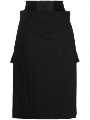 Vlněné sukně na zip z polyesteru Sacai - černá