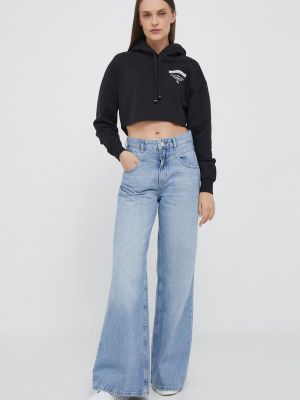Bluza z kapturem z nadrukiem Calvin Klein Jeans czarna