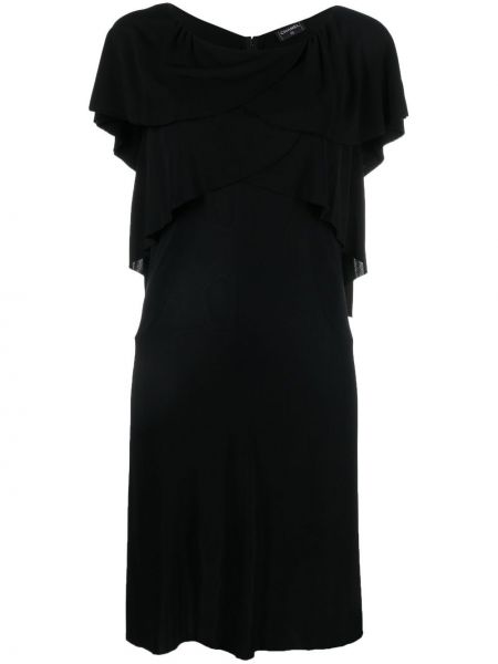 Bavlněné mini šaty na zip s krátkými rukávy Chanel Pre-owned - černá