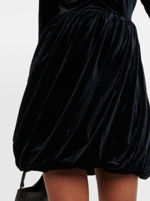 Mini vestido de terciopelo‏‏‎ con volantes Ganni negro