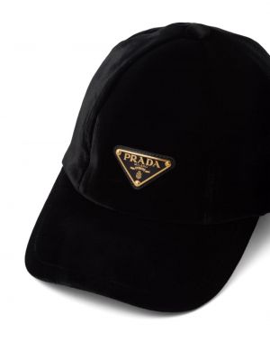 Aksamitna czapka z daszkiem Prada czarna