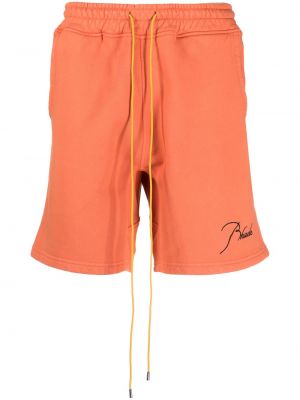 Shorts de sport brodeés en coton Rhude orange
