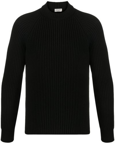 Jersey de tela jersey de cuello redondo Saint Laurent negro