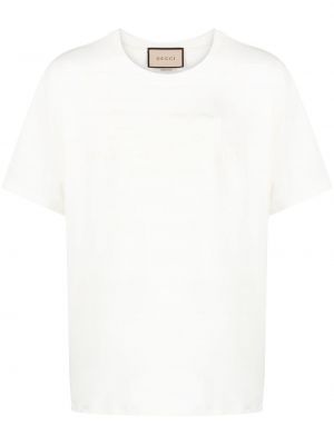 Памучна тениска бродирана Gucci бяло