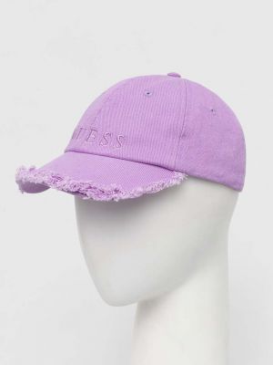 Памучна шапка с козирки с апликация Guess виолетово