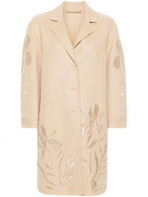 Manteau en laine à fleurs Ermanno Scervino beige