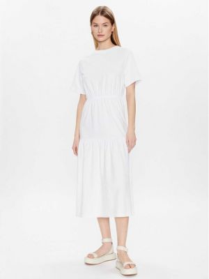Βαμβακερός μίντι φόρεμα από ζέρσεϋ Max Mara Leisure λευκό