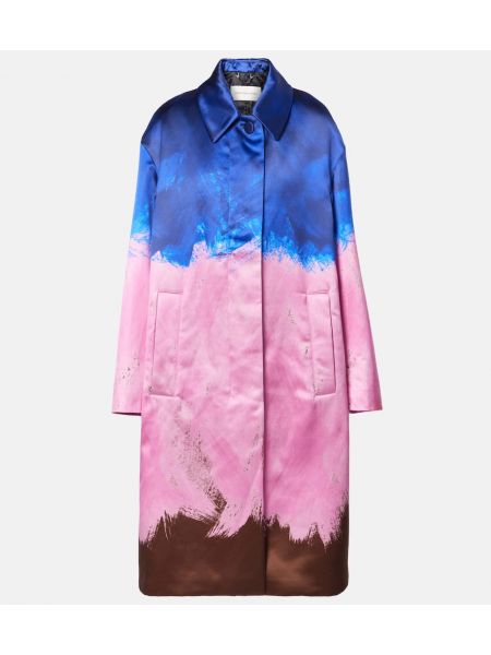 Bomull silke lång kappa Dries Van Noten blå