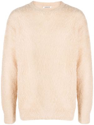 Beżowy sweter polarowy z okrągłym dekoltem Auralee