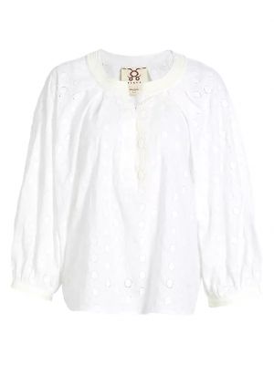 Белая хлопковая блузка с вышивкой Figue