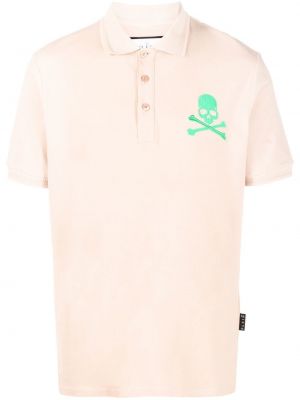 Medvilninis polo marškinėliai Philipp Plein rožinė