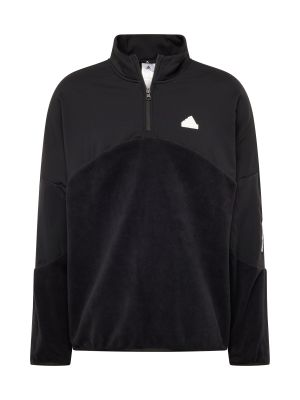 Laza szabású csíkos pulóver Adidas fekete
