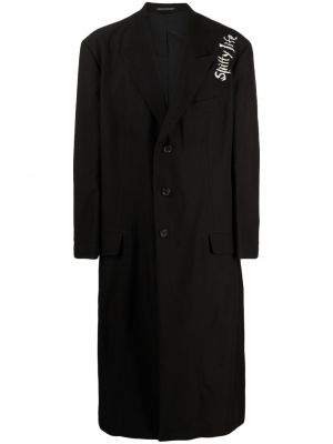 Палто с принт Yohji Yamamoto черно