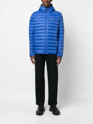 Péřová bunda na zip s kapucí Patagonia modrá