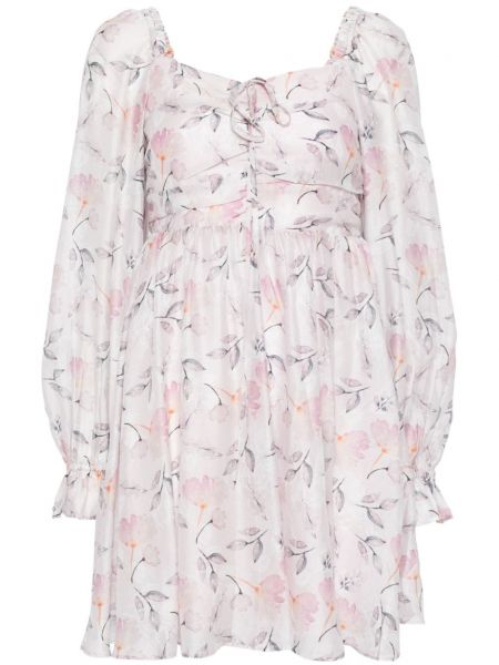 Plisirani ravna haljina s cvjetnim printom s printom B+ab ružičasta