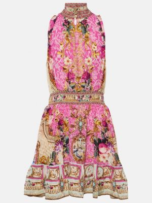 Шелковое платье мини в цветочек с принтом Camilla