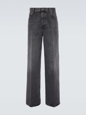 Voľné džínsy s rovným strihom s vysokým pásom Valentino sivá