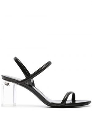 Kožené sandály na podpatku Giorgio Armani černé