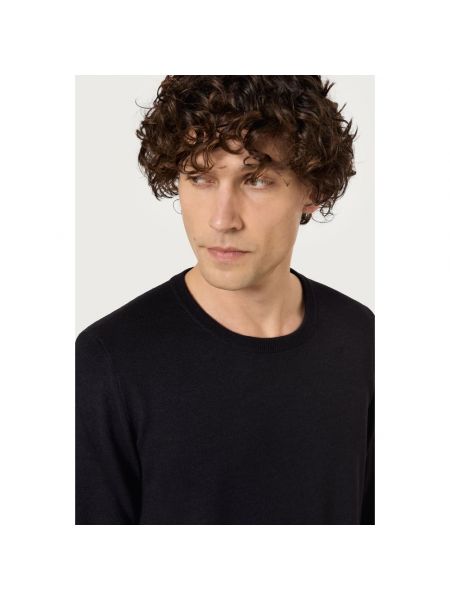 Jersey de tela jersey con estampado de cachemira de cuello redondo Massimo Alba negro
