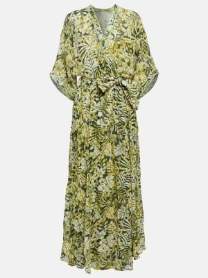 Sukienka długa w kwiatki Poupette St Barth zielona