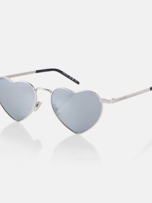 Okulary przeciwsłoneczne w serca Saint Laurent srebrne
