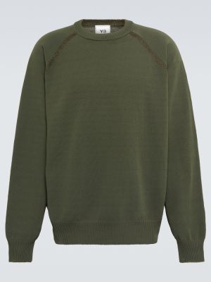Lniany sweter bawełniany Y-3 zielony
