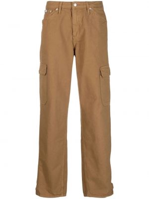 Памучни карго панталони Calvin Klein кафяво