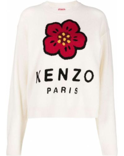 Floral lang genser Kenzo hvit